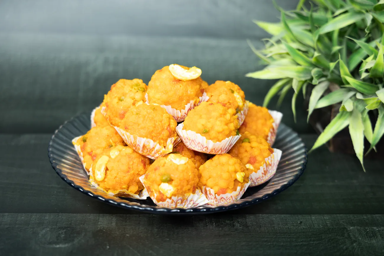 Boondi laddu with cashew — our photo Boondi laddu with cashew — our photo