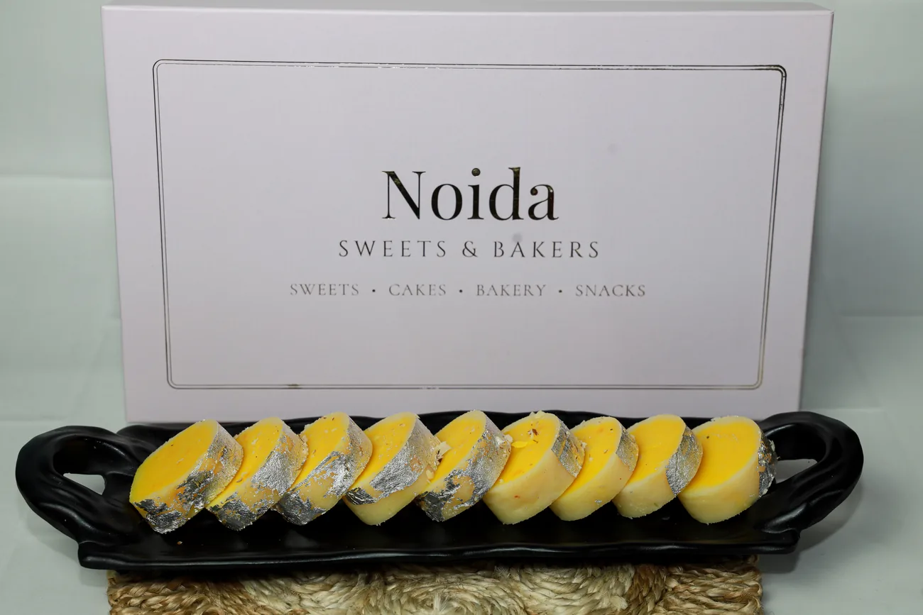 Kesar peda with silver vark — our photo Kesar peda with silver vark — our photo
