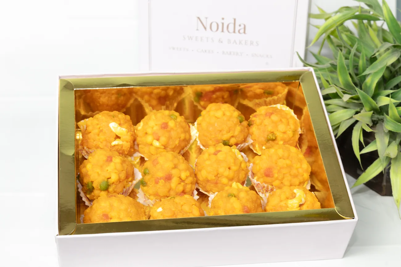 Branded laddu gift box by Noida Sweets and Bakers Branded laddu gift box by Noida Sweets and Bakers